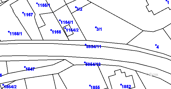 Parcela st. 5954/11 v KÚ Bystřice nad Olší, Katastrální mapa