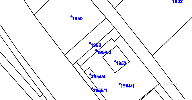 Parcela st. 1954/3 v KÚ Bystřice nad Olší, Katastrální mapa