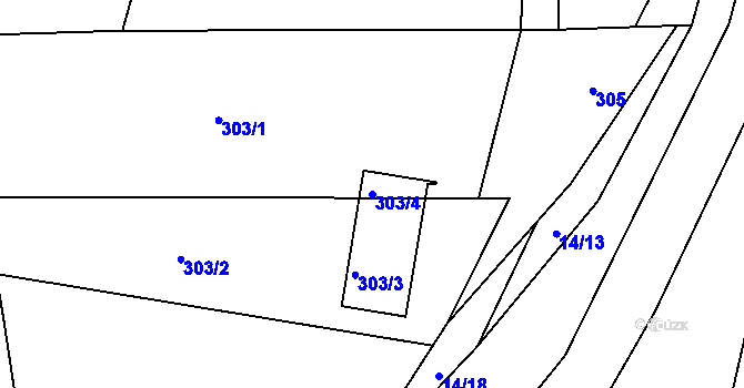Parcela st. 303/4 v KÚ Bystřice nad Olší, Katastrální mapa