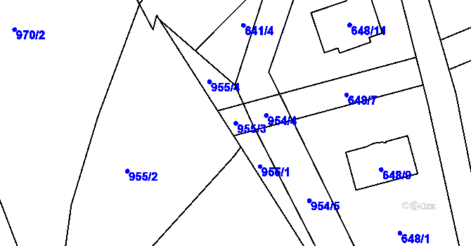 Parcela st. 955/3 v KÚ Bystřice nad Olší, Katastrální mapa