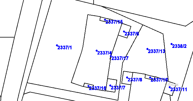 Parcela st. 2337/4 v KÚ Bystřice nad Olší, Katastrální mapa