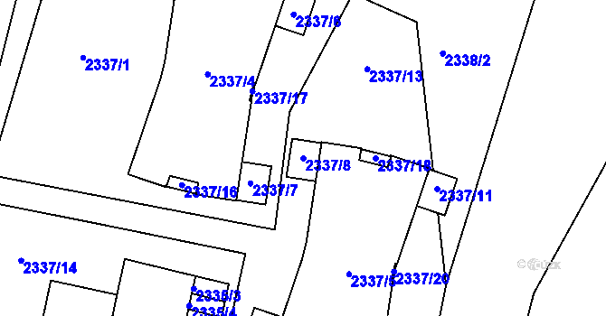 Parcela st. 2337/8 v KÚ Bystřice nad Olší, Katastrální mapa