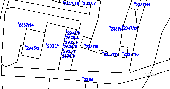 Parcela st. 2337/9 v KÚ Bystřice nad Olší, Katastrální mapa