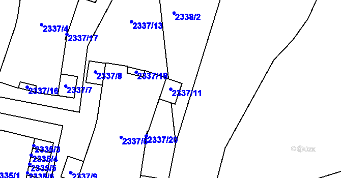Parcela st. 2337/11 v KÚ Bystřice nad Olší, Katastrální mapa