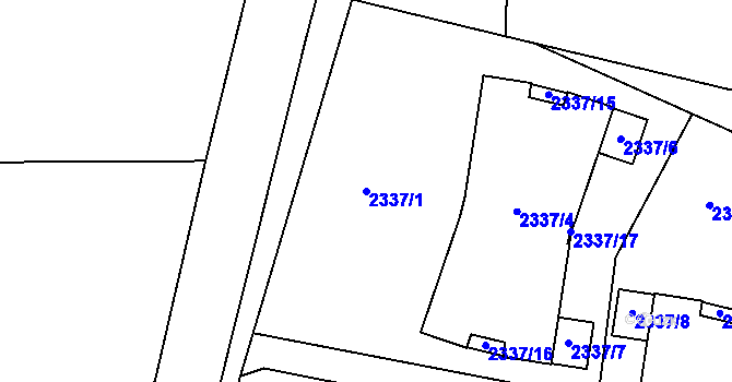 Parcela st. 2337/1 v KÚ Bystřice nad Olší, Katastrální mapa