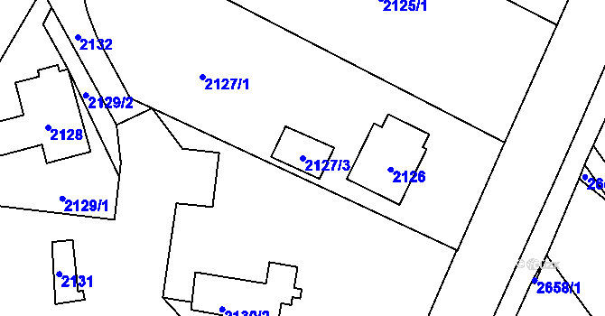 Parcela st. 2127/3 v KÚ Bystřice nad Olší, Katastrální mapa
