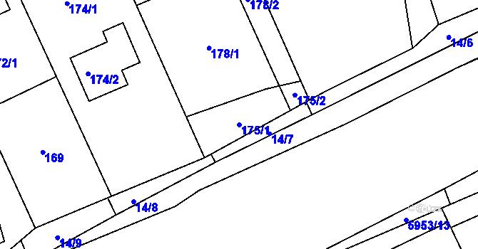 Parcela st. 175/1 v KÚ Bystřice nad Olší, Katastrální mapa