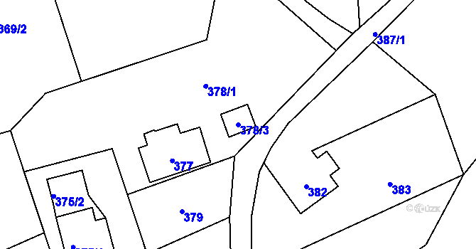 Parcela st. 378/3 v KÚ Bystřice nad Olší, Katastrální mapa
