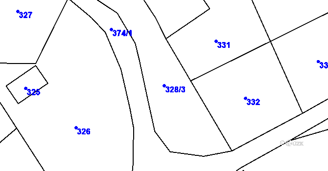 Parcela st. 328/3 v KÚ Bystřice nad Olší, Katastrální mapa