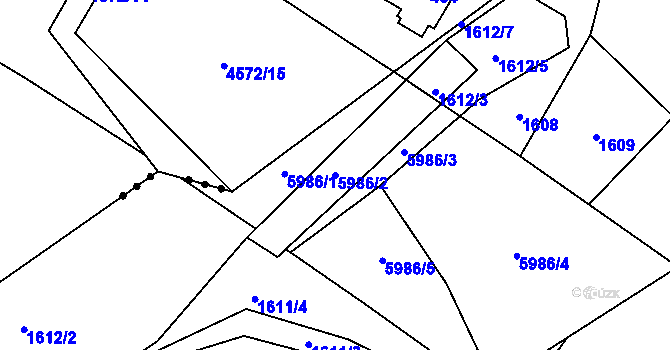 Parcela st. 5986/2 v KÚ Bystřice nad Olší, Katastrální mapa
