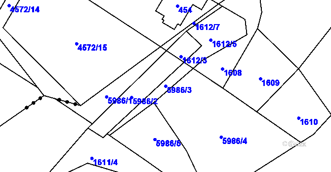 Parcela st. 5986/3 v KÚ Bystřice nad Olší, Katastrální mapa