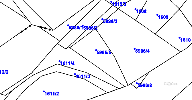 Parcela st. 5986/5 v KÚ Bystřice nad Olší, Katastrální mapa