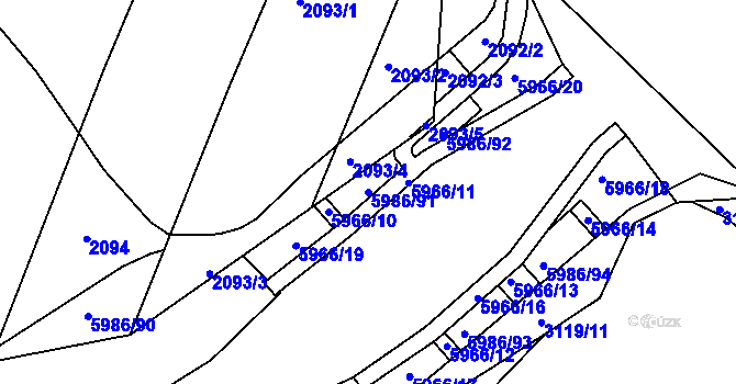 Parcela st. 5986/91 v KÚ Bystřice nad Olší, Katastrální mapa