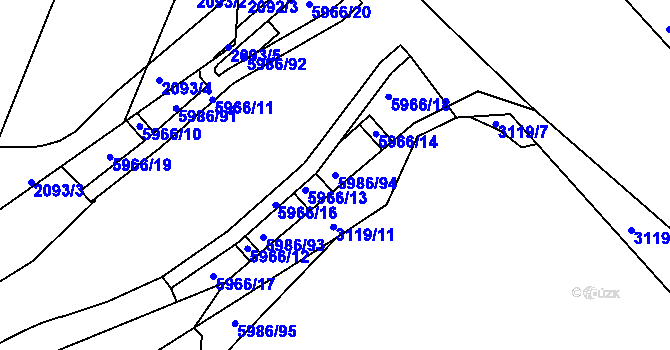 Parcela st. 5986/94 v KÚ Bystřice nad Olší, Katastrální mapa