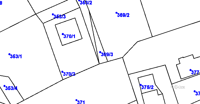 Parcela st. 369/3 v KÚ Bystřice nad Olší, Katastrální mapa