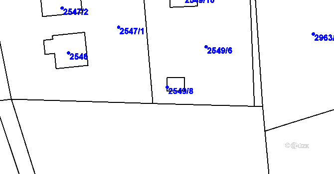 Parcela st. 2549/8 v KÚ Bystřice nad Olší, Katastrální mapa