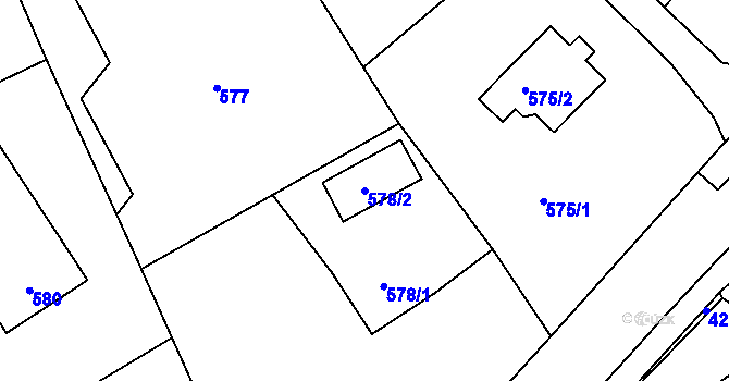 Parcela st. 578/2 v KÚ Bystřice nad Olší, Katastrální mapa