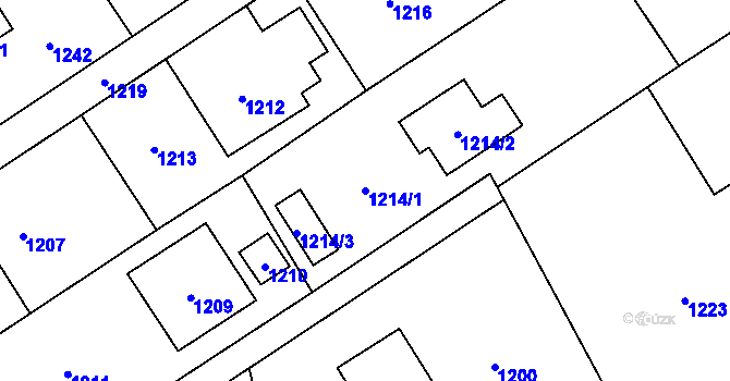 Parcela st. 1214/1 v KÚ Bystřice nad Olší, Katastrální mapa
