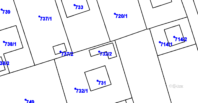 Parcela st. 732/2 v KÚ Bystřice nad Olší, Katastrální mapa