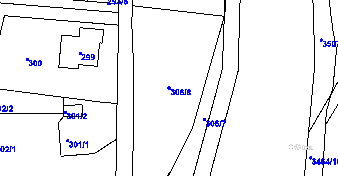 Parcela st. 306/8 v KÚ Bystřice nad Olší, Katastrální mapa