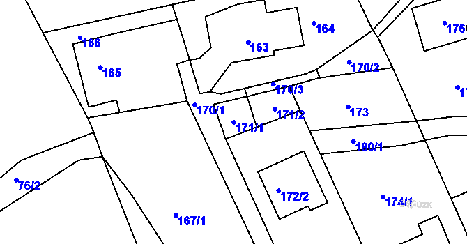 Parcela st. 171/1 v KÚ Bystřice nad Olší, Katastrální mapa