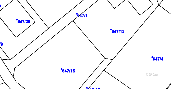 Parcela st. 647/16 v KÚ Bystřice nad Olší, Katastrální mapa