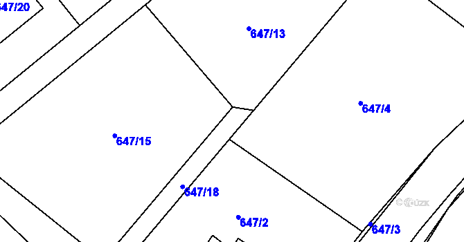 Parcela st. 647/17 v KÚ Bystřice nad Olší, Katastrální mapa