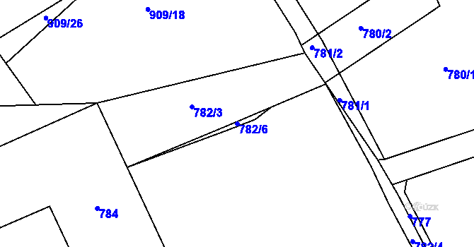 Parcela st. 782/6 v KÚ Bystřice nad Olší, Katastrální mapa