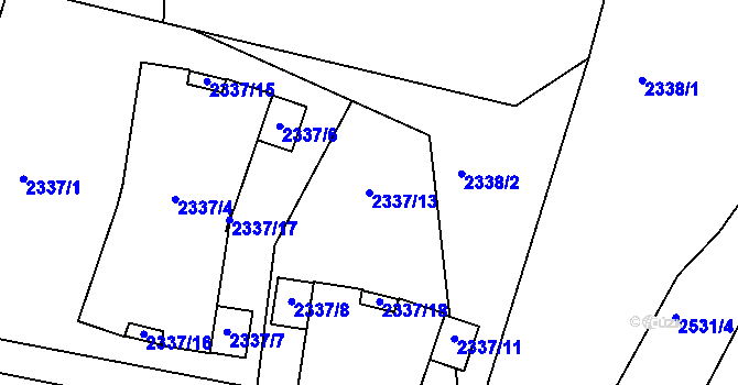 Parcela st. 2337/13 v KÚ Bystřice nad Olší, Katastrální mapa