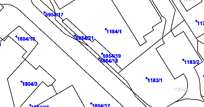 Parcela st. 5954/19 v KÚ Bystřice nad Olší, Katastrální mapa