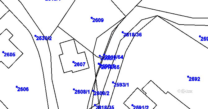 Parcela st. 2818/64 v KÚ Bystřice nad Olší, Katastrální mapa