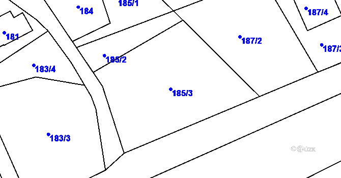 Parcela st. 185/3 v KÚ Bystřice nad Olší, Katastrální mapa
