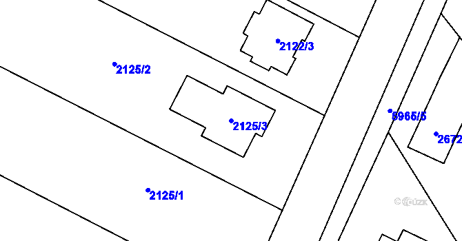 Parcela st. 2125/3 v KÚ Bystřice nad Olší, Katastrální mapa