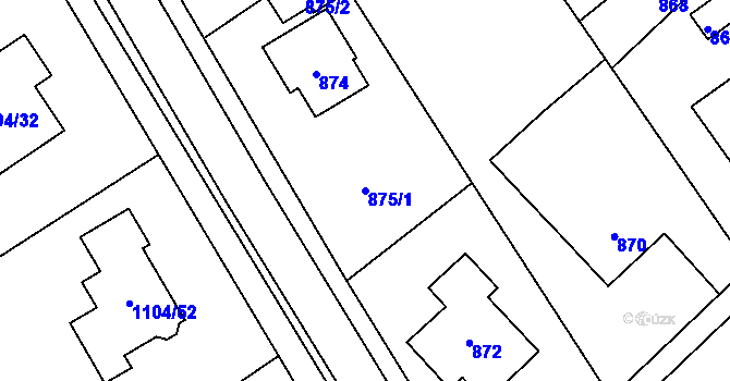 Parcela st. 875/1 v KÚ Bystřice nad Olší, Katastrální mapa
