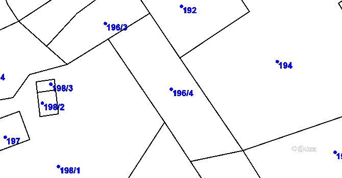 Parcela st. 196/4 v KÚ Bystřice nad Olší, Katastrální mapa