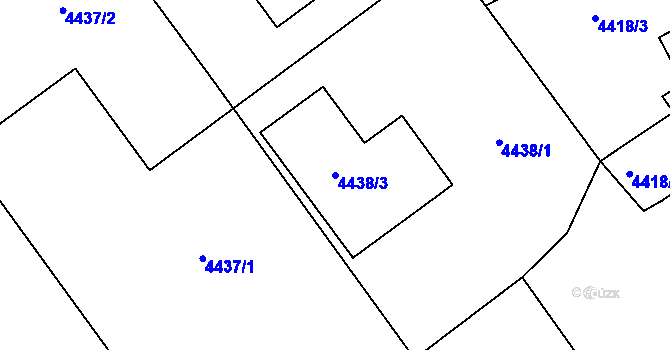 Parcela st. 4438/3 v KÚ Bystřice nad Olší, Katastrální mapa