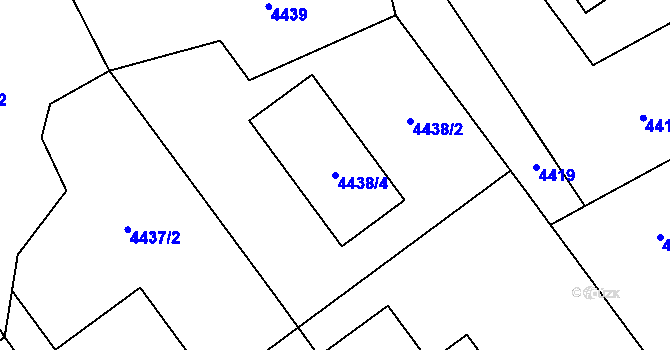 Parcela st. 4438/4 v KÚ Bystřice nad Olší, Katastrální mapa