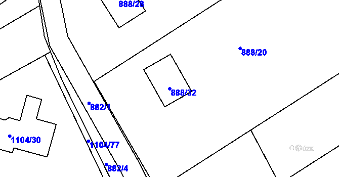 Parcela st. 888/32 v KÚ Bystřice nad Olší, Katastrální mapa