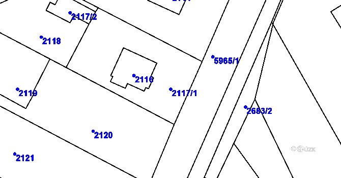 Parcela st. 2117/1 v KÚ Bystřice nad Olší, Katastrální mapa