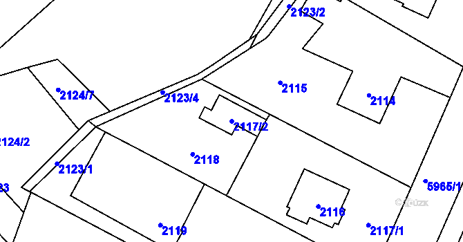 Parcela st. 2117/2 v KÚ Bystřice nad Olší, Katastrální mapa