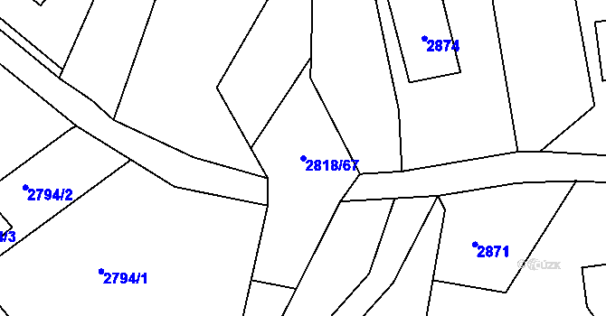 Parcela st. 2818/67 v KÚ Bystřice nad Olší, Katastrální mapa