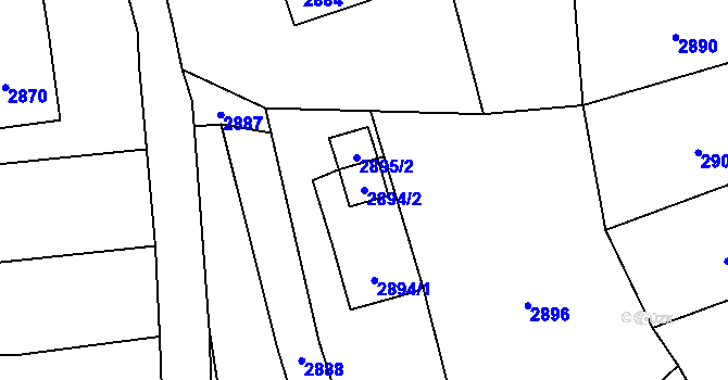 Parcela st. 2894/2 v KÚ Bystřice nad Olší, Katastrální mapa