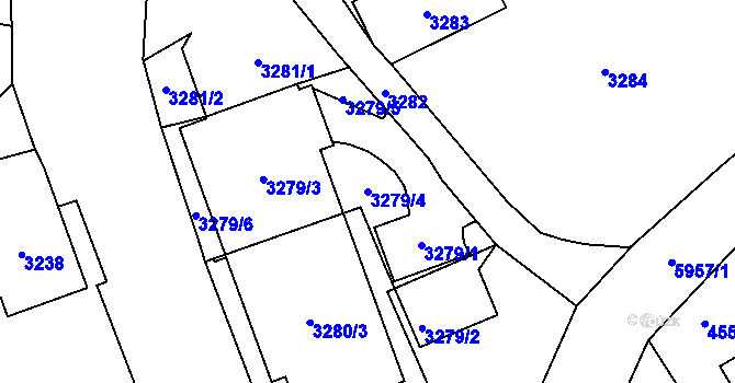 Parcela st. 3279/4 v KÚ Bystřice nad Olší, Katastrální mapa