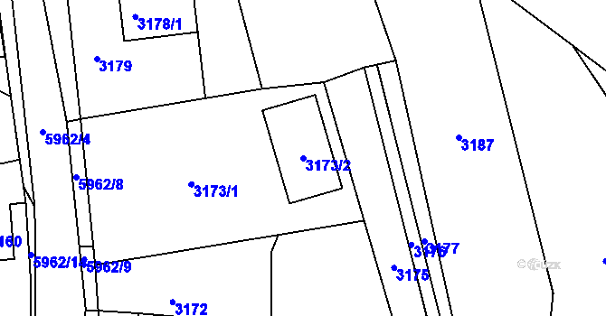 Parcela st. 3173/2 v KÚ Bystřice nad Olší, Katastrální mapa
