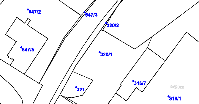 Parcela st. 320/1 v KÚ Bystřice nad Olší, Katastrální mapa