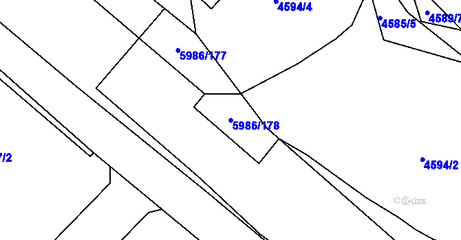 Parcela st. 5986/178 v KÚ Bystřice nad Olší, Katastrální mapa