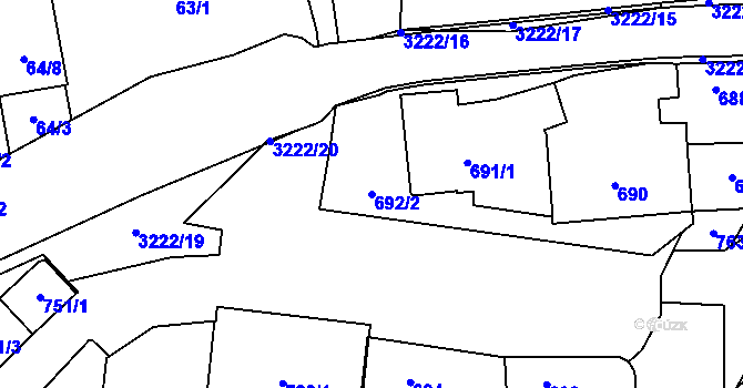 Parcela st. 692/2 v KÚ Bystřice nad Pernštejnem, Katastrální mapa