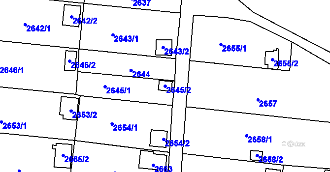 Parcela st. 2645/2 v KÚ Bystřice nad Pernštejnem, Katastrální mapa