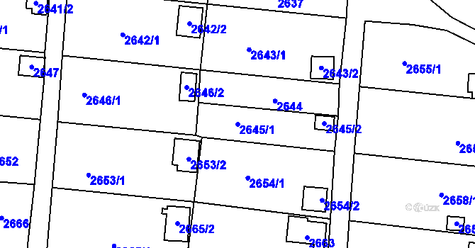 Parcela st. 2645/1 v KÚ Bystřice nad Pernštejnem, Katastrální mapa