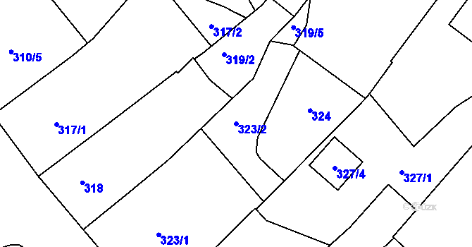 Parcela st. 323/2 v KÚ Bystřice nad Pernštejnem, Katastrální mapa